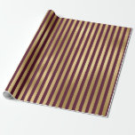 Papel De Regalo Vintage Burgundy Red and Gold Stripes<br><div class="desc">Papel de envoltura de rayas doradas y borgoñas vintage de París.</div>