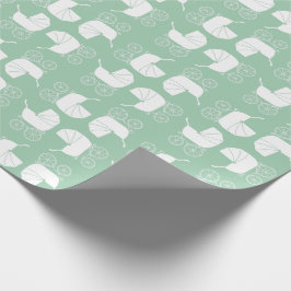Papel De Regalo Vintage Carriage Baby Shower Green Gender Neutral