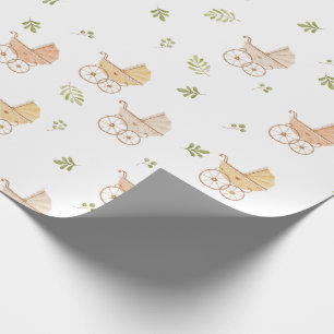 Papel De Regalo Vintage Carriage Neutral Watercolor Baby Shower
