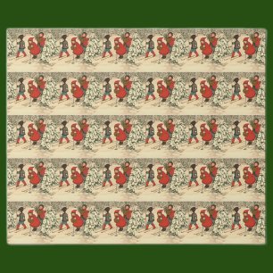 Papel De Regalo Vintage Children Skiing
