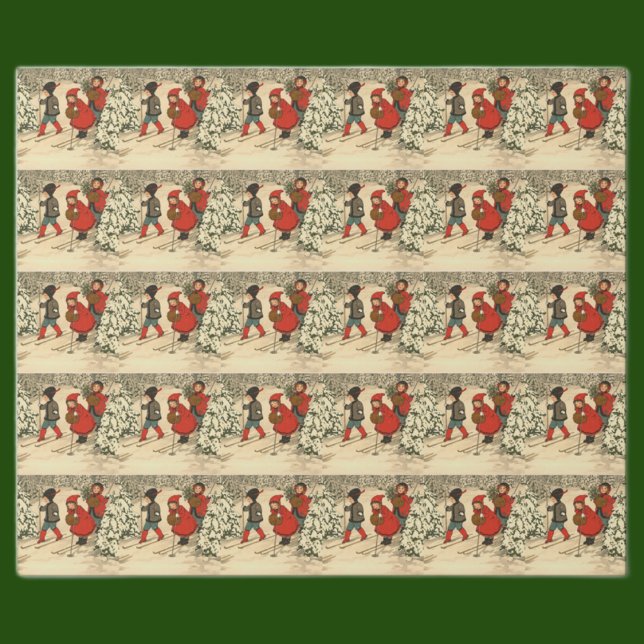 Papel De Regalo Vintage Children Skiing (Subido por el creador)