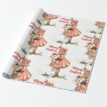 Papel De Regalo Vintage Christmas<br><div class="desc">Vintage Feliz Navidad.</div>