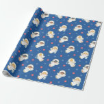 Papel De Regalo Vintage Christmas Angel<br><div class="desc">Un patrón de lindos ángeles Navidades sobre un fondo azul decora a estos Navidades envolviendo papel. Cuidada por envolver tus regalos de Navidad. Diseñado para ti por Blackberry Boulevard.</div>