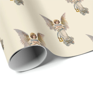 Papel De Regalo Vintage Christmas Angel Ivory Holiday