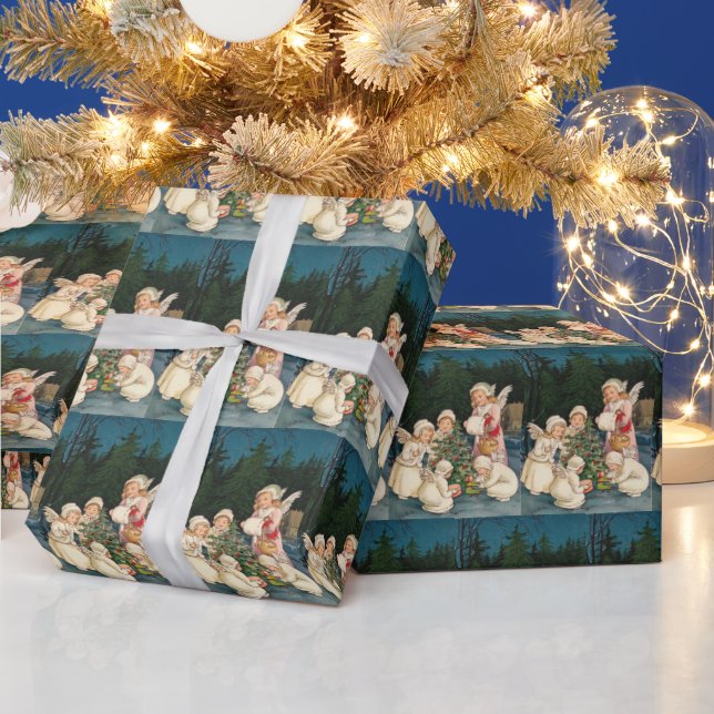 Papel De Regalo Vintage Christmas Angels (Vacaciones)