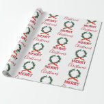 Papel De Regalo Vintage Christmas Berry Wreath Holiday<br><div class="desc">Un ilustracion vintage de una baya de Navidades con todos los adornos. Ideal para regalos y decoración de Navidades.</div>