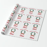 Papel De Regalo Vintage Christmas Berry Wreath Holiday Nombre pers<br><div class="desc">Un ilustracion vintage de una baya de Navidades con todos los adornos. Ideal para regalos y decoración de Navidades. Personalizar el texto y hazlo propio.</div>