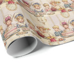 Papel De Regalo Vintage Christmas Children Dinner - Kate Greenaway<br><div class="desc">Muchos niños vestidos de vintage, pintados en colores pastel -niños y chicas, tanto de rosa como de azul, los chicas con grandes avispas blancas con cintas, los niños con grandes cuellos blancos- se sientan en una gran mesa para la cena de los Navidades. En la mesa hay muchos platos con...</div>