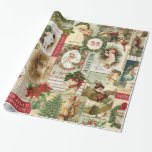 PAPEL DE REGALO VINTAGE CHRISTMAS COLLAGE<br><div class="desc">Collage de Navidad Vintage moderno compuesto por postales de vacaciones de estilo antiguo.</div>