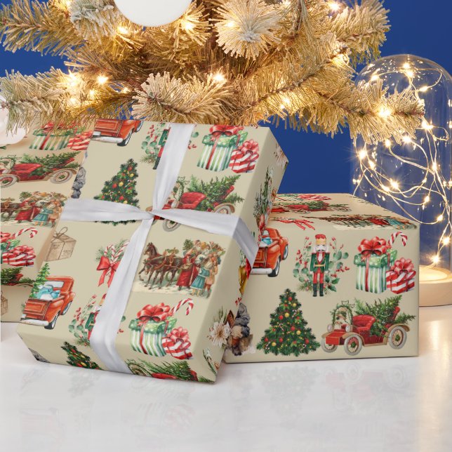 Papel De Regalo Vintage Christmas Collage Gold (Vacaciones)