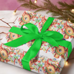 Papel De Regalo Vintage Christmas Cute Reindeer<br><div class="desc">Deliciosos Navidades vintage envolviendo papel con un lindo reno.</div>