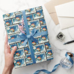 Papel De Regalo Vintage Christmas Elves Blue Star Collage Ephemera<br><div class="desc">El viejo papel de envolver navideño incluye un sello clásico de Finlandia con 2 elfos Navidades lindos caminando en la nieve y el bosque de árboles de Navidad. Una elegante estética de Navidades victorianos vintage para sus Navidades envolver, regalos de Navidad y envoltura de regalo de cumpleaños. Este es el...</div>