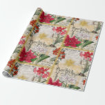 Papel De Regalo Vintage Christmas Flowers Gold Holly y Ephemera<br><div class="desc">Navidades estéticos retro Cottagecore descomponen papel con bordes purpurinas dorados, acuarela Amaryllis Flores, heces y bayas y tipografía elegante "Tres reyes sagrados" ephemera elementos. La ephemera de escritura a mano de guiones y de trabajo de desplazamiento rellena suavemente el fondo. Este diseño fue diseñado gráficamente por Audrey Jeanne Roberts, artista...</div>