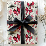 Papel De Regalo Vintage Christmas Foliage Red Bows<br><div class="desc">Añada un toque de elegancia vintage a sus regalos de vacaciones con este hermoso papel envuelto de Navidades. Con un encantador patrón de arcos rojos y follaje festivo sobre un fondo suave, este envuelto aporta un toque clásico y sofisticado a sus regalos navideños. Perfecto para envolver regalos para sus seres...</div>