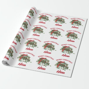 Papel De Regalo Vintage Christmas Gift Holly Berries Custom Name