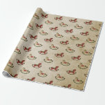 Papel De Regalo Vintage Christmas Gift Red Rocke Horse Gold<br><div class="desc">Elegante Navidades de textura clásica de corte clásico,  de corte clásico,  envuelto en papel decorado con marfil mecedor vintage y caballos rojos.</div>