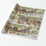 Papel De Regalo Vintage Christmas Hanukkah Holiday Winter Scene<br><div class="desc">Escena de invierno vintage.</div>
