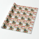 Papel De Regalo Vintage Christmas Hello! Jolly Santa Claus<br><div class="desc">Ilustracion de época Feliz Navidad diseño con un feliz Santa Claus con mejillas rosadas,  barba blanca esponjosa y un gorra rojo con un hermoso árbol de Navidad decorado y adornos de vidrio. Saludos de temporada con un Navidad ¡Hola!</div>