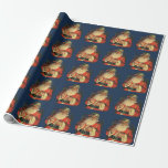 Papel De Regalo Vintage Christmas, Jolly Santa Claus con juguetes<br><div class="desc">Ilustracion de época Feliz Navidad diseño con un feliz y alegre Santa Claus con una larga barba blanca y un gorra cargando un saco lleno de juguetes en la Noche de los Navidades.</div>