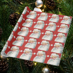 Papel De Regalo Vintage Christmas, Jolly Winking Santa Claus<br><div class="desc">Vintage illustration Christmas holiday design featuring a happy,  jolly Santa Claus wearing a hat and winking as if he has a secret. Ho,  ho,  ho,  Merry Christmas!</div>