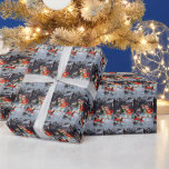 Papel De Regalo vintage Christmas kids fiesta de vacaciones con az<br><div class="desc">vintage navidad fiesta de vacaciones envuelto papel</div>