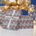 Papel De Regalo vintage Christmas kids fiesta de vacaciones con az<br><div class="desc">vintage navidad fiesta de vacaciones envuelto papel</div>
