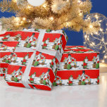 Papel De Regalo Vintage Christmas kids y snowman con azulejos<br><div class="desc">dominio público</div>