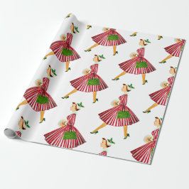 Papel De Regalo vintage christmas lady