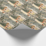 Papel De Regalo Vintage Christmas, Little Girl with Tree<br><div class="desc">Hermoso Ilustracion de una Vintage Navidad con una linda niñita cargando un árbol con un farol envuelto de papel. Perfecto para envolver un regalo con una etiqueta de regalo de la tienda ingeinc.com.</div>