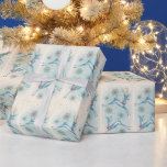 Papel De Regalo Vintage Christmas Mid Century Modern Reindeer<br><div class="desc">Adorable MCM prance de renos azul y blanco a través de la nieve. Un precioso y antiguo papel de vacaciones.</div>