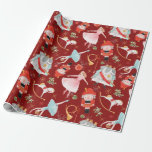 Papel De Regalo Vintage Christmas Nutcracker Fairy Tale Red<br><div class="desc">Navidades Patrón Nutcracker.</div>