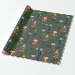 Papel De Regalo Vintage Christmas Nutcrackers Green<br><div class="desc">Navidades envolviendo papel.</div>