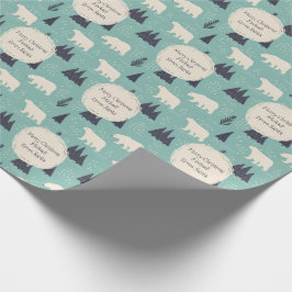 Papel De Regalo Vintage Christmas Polar Bear hacia y desde