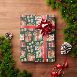 Papel De Regalo Vintage Christmas Presents Wrapping Paper