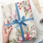 Papel De Regalo Vintage Christmas Red Poinsettia Tartán, Decoupage<br><div class="desc">Descubra el encanto de los tradicionales motivos de vacaciones con nuestro diseño "Vintage Christmas Red Poinsettia Tartan Elegance". Con un atemporal patrón tartán entrelazado con los rojos festivos de las flores de la poinsettia, este diseño aporta un toque de sofisticación a sus regalos de vacaciones. Los cálidos tonos beige proporcionan...</div>