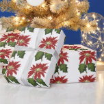 Papel De Regalo Vintage Christmas, Red Poinsettia WinPlanta<br><div class="desc">Ilustracion de época Victorian Era Feliz Navidad diseño con una florida planta de poinsettia floral con flores rojas y hojas verdes. Hermosas flores botánicas de invierno. ¡Felices fiestas y saludos de temporada!</div>