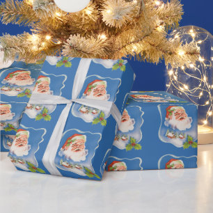 Papel De Regalo Vintage Christmas, Retro Jolly Santa Claus