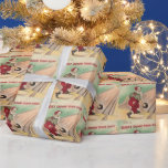 Papel De Regalo Vintage Christmas Santa Bowling<br><div class="desc">Cute Retro Vintage Navidad Santa Bowling Papel.</div>