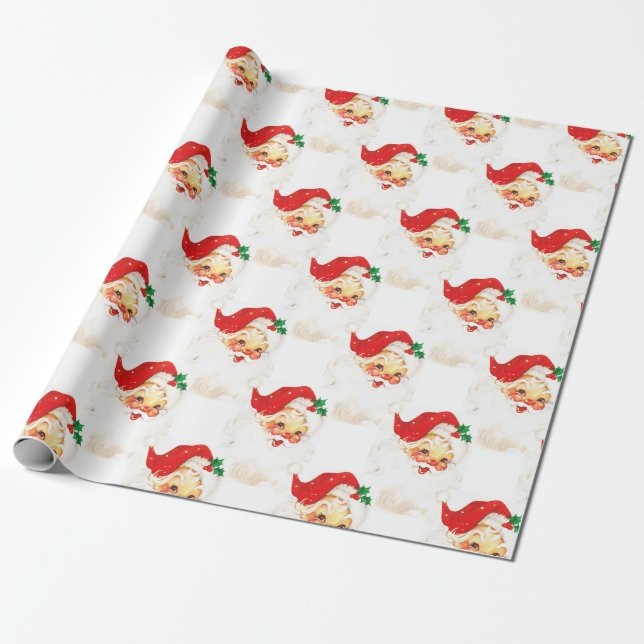Papel De Regalo Vintage Christmas Santa Claus (Desenrollado)