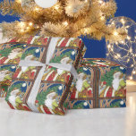 Papel De Regalo Vintage Christmas, Santa Claus Deer en la selva<br><div class="desc">Ilustracion de época de estilo victoriano Feliz Navidad. Imagen de Santa Claus que muestra a San Nicolás cargando un árbol de Navidad y picando un ciervo en el bosque, una luna llena en el cielo nocturno. Un alegre Papá Noel está llevando un saco lleno de juguetes y muñecas en la...</div>