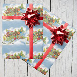 Papel De Regalo Vintage Christmas, Santa Claus Flying an Airplane<br><div class="desc">Vintage illustration Merry Christmas holiday travel and transportation design featuring a jolly Santa Claus flying an old fashioned propeller aircraft in the sky with elves, toys, dolls, wrapped presents and a Christmas tree on the wing. They are flying the antique plane through the fluffy white clouds and stars in the...</div>