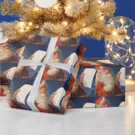 Papel De Regalo Vintage Christmas, Santa Claus Naughty Nice List