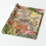 Papel De Regalo Vintage Christmas Santa Claus Sleigh<br><div class="desc">De los libros infantiles de Victoria,  esta santa saludaba.</div>