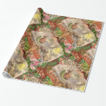 Papel De Regalo Vintage Christmas Santa Claus Sleigh<br><div class="desc">Este Papá Noel vintage está saludando mientras está en su trineo siendo arrastrado por el paisaje invernal por su equipo de renos. Todas las imágenes son victorianas antiguas,  de libros antiguos y tarjetas de felicitación victorianas,  perfectas para los regalos de los Navidades a sus seres queridos.</div>