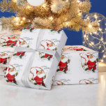 Papel De Regalo Vintage Christmas Santa Jump Roping<br><div class="desc">Papel de envolvimiento de Navidad retro vintage Santa Jump Roping Bells de Navidad.</div>