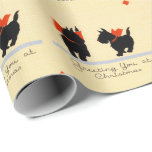 Papel De Regalo Vintage Christmas Scottish Terrier Dog<br><div class="desc">Vintage / escena de Navidades victorianos,  Scottish terrier .. dos terriers negros con grandes arcos rojos en el cuello .. arte vintage temporada de envolver papel / envolver de regalo de Zazilicious</div>