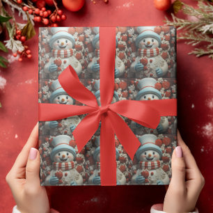 Papel De Regalo Vintage Christmas Snowman