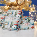 Papel De Regalo Vintage Christmas Snowman Ilustracion<br><div class="desc">Ilustracion navideño vintage</div>
