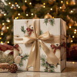 Papel De Regalo Vintage Christmas Teddy Bear<br><div class="desc">Trasladarse a una época pasada de nostalgia festiva con nuestro "Papel de envolver rojo de los osos de peluche navideño". Este reconfortante diseño captura el encanto intemporal de las celebraciones navideñas clásicas, con adorables osos de peluche adornados con atuendos vintage de Navidad. El rico fondo rojo crea el escenario perfecto...</div>