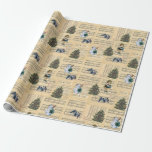 Papel De Regalo Vintage Christmas Tree Snowman Music Chica Holiday<br><div class="desc">Un collage de ilustraciones vintage y partituras de Navidades. Incluye un ilustracion de una niña pequeña,  un muñeco de nieve,  un árbol de Navidad y pájaros de invierno azules.</div>